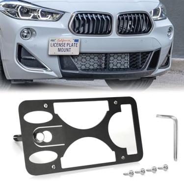 Imagem de Moldura frontal sem furadeira compatível com BMW M3 2019-2025 Suporte de montagem de gancho de reboque para placa de carro antifurto Capas de etiqueta de carro à prova de ferrugem, acessórios de carro