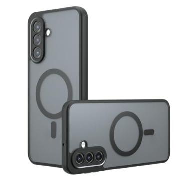 Imagem de Capa compatível com Samsung Galaxy M35 5G, compatível com Samsung Galaxy M35 5G SM-M356B SM-M356B/DS Capa de celular magnética integrada antichoque preta