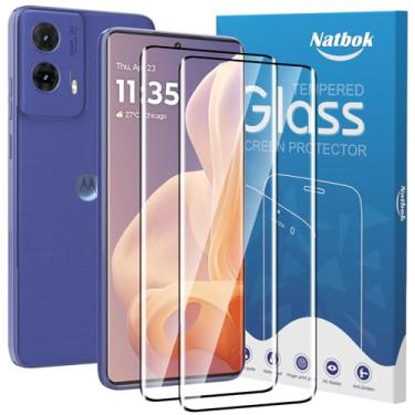 Imagem de Natbok Pacote com 2 protetores de tela 3D compatíveis com Motorola Moto G85/Edge 50 Fusion/Edge 50 Neo, película de vidro temperado 9H, HD transparente resistente a arranhões, sem bolhas para Moto G85