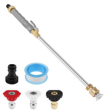 Imagem de ZJRDYYK Bocal de jato para lavadora de mangueira de jardim, varinha de alta pressão com 3 bocais diferentes e conectores de mangueira e fita adesiva (prata)