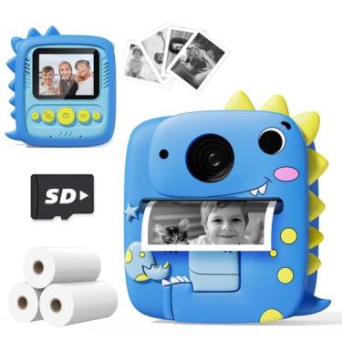 Imagem de Câmera de impressão instantânea Prysyedawn Kids 3-8 anos com estojo az