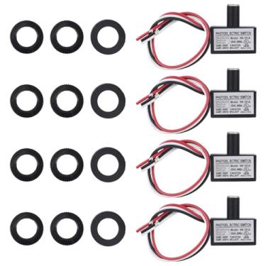 Imagem de 4 Peças Sensor de Luz Fotoelétrico CA 105V-130V com 8 Porcas e 4 Anilhas, Sensor Fotoelétrico do Anoitecer ao Amanhecer com Ligar/Desligar Automático para Iluminação Exterior