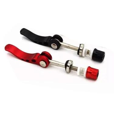 Imagem de YXQ Braçadeira de assento de bicicleta M6*65 liga de alumínio clipe de bicicleta selim pino de liberação rápida parafuso de barra de assento (preto/vermelho 1 cada) - 2 peças