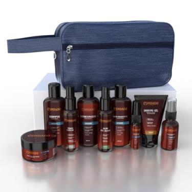 Imagem de Kit Barba Completo Necessaire Shampoo Condicionador Balm Óleo Hidratante Tônico Crescimento Masculino (Oceano + Necessaire Azul)
