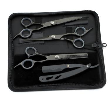 Imagem de Kit Cabeleireiro, Kit 3 Tesouras Fio Navalha Desfiadeira Profissionais para Cabeleireiro, O Material é de Alta Qualidade de Alta Qualidade, DuráVel para Uso Mais Longo(Preto)