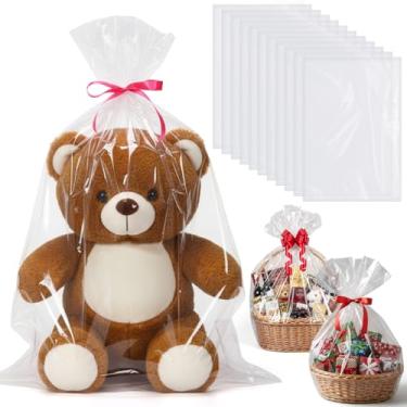 Imagem de Kolldenn 50 sacos de presente transparentes grandes de celofane 76 x 101 cm, cestos de presente para aniversário, formatura, casamentos, chá de bebê, Natal