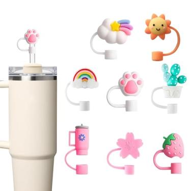 Imagem de GGDECA 8 peças de topo de palha para copo Stanley, tampa de cobertura de palha de silicone de 10 mm para copos Stanley 30 1,134 g, acessórios de tampa reutilizáveis