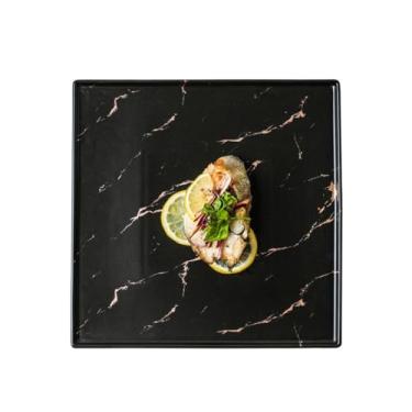 Imagem de URGDWEKJY Pratos de jantar estilo nórdico prato plano quadrado prato de bife ocidental prato de restaurante criativo prato de massa para casa prato ocidental bandeja de jantar (B, pequena)