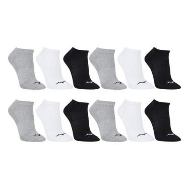Imagem de Kit Meia Cano Curto Mizuno Casual - 12 Pares, Cinza, Preto, 33/38