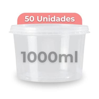Imagem de Kit 48 Embalagens 1 Litro Pote de Plástico Para Açai Bolo Mini Salgado