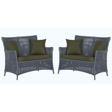 Imagem de 2 Sofás área Externa Igapó Alumínio Marrom Corda Náutica E13 Prata