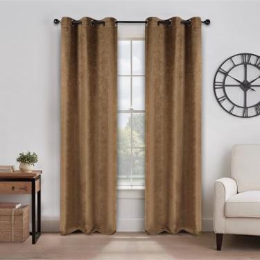 Imagem de Superior Cortinas semiblackout Senna - Design texturizado sólido vintage - 106,7 cm x 274,3 cm - Cabeçalho com ilhós - Cortinas com bloqueio solar e escurecimento de quarto para quarto, sala de estar