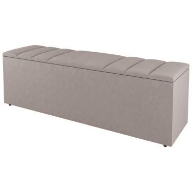Imagem de Calçadeira Baú Casal Grace 140cm Suede Bege - Abmaza
