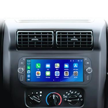 Imagem de Rádio automotivo ROM 64G para Dodge RAM 2002 2003 2004 2005 2006 para Jeep Wrangler 2003 2004 2005 2006 para Jeep Grand Cherokee 1999-2004 tela sensível ao toque Bluetooth 5G WiFi Carplay e câmera de