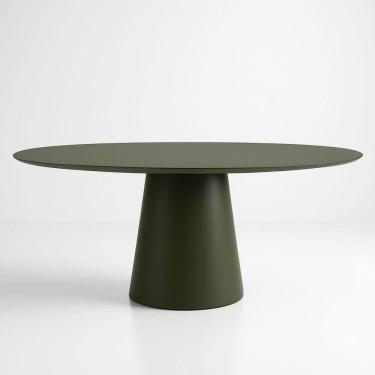 Imagem de Mesa De Jantar Cone Oval 198x122 Cm Laca Verde Musgo