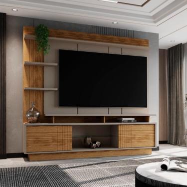 Imagem de Estante Painel Home Para Tv 65" Vinhedos Grigio Fosco/amêndoa- Mabe Magazine