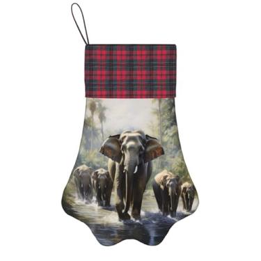 Imagem de SKKNT Elefantes Asiáticos Estampados Meias de Natal Animais de Estimação Decoração de Natal Cães Gatos Árvore Decoração Doce Presente Conveniente