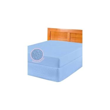 Imagem de Capa para Colchão Solteiro com Elástico, Anti Ácaro, 100% Polipropileno, Azul, 88x188x18cm