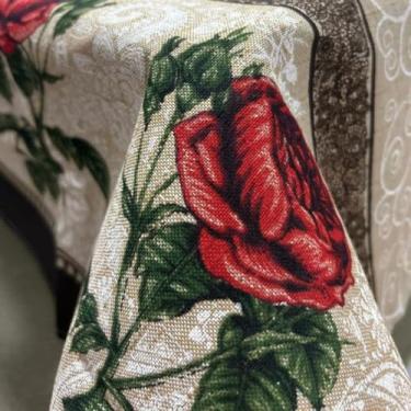 Imagem de Toalha de Mesa Linhão Grossa Premium – 4, 6 e 8 Lugares – Elegante, Resistente e Fácil de Limpar(Rosas,4 Lugares)