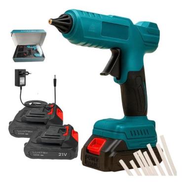 Imagem de Super Pistola De Cola Quente Sem Fio Profissional + 2 Baterias 21v Rec