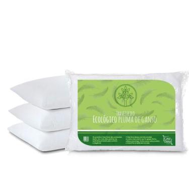 Imagem de KIT 4 Travesseiros Pluma de Ganso Ecologica Casa Dona 50x70cm 200 fios