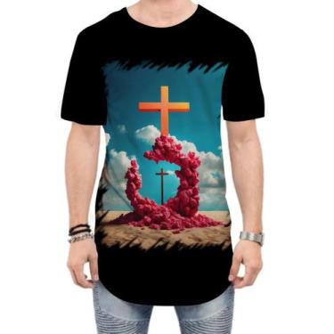 Imagem de Camiseta Longline da Cruz de Jesus Igreja Fé 43 - Kasubeck Store®, P
