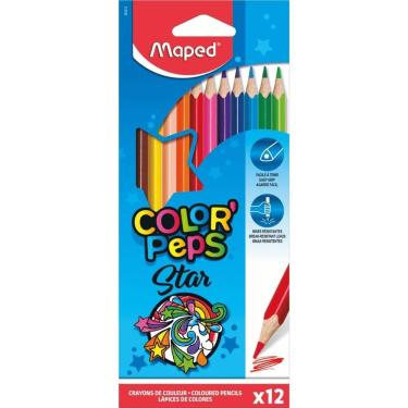 Imagem de Lápis de Cor Maped Color Peps Star Triangular em Madeira para Desenho Escolar com 12 Unidades Multicolorido