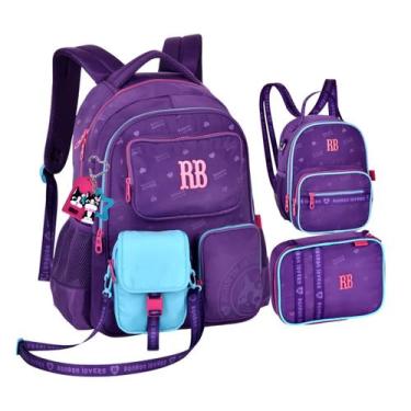 Imagem de Kit Mochila Lancheira Estojo Shoulder Bag Rebecca Bonbon, Roxo