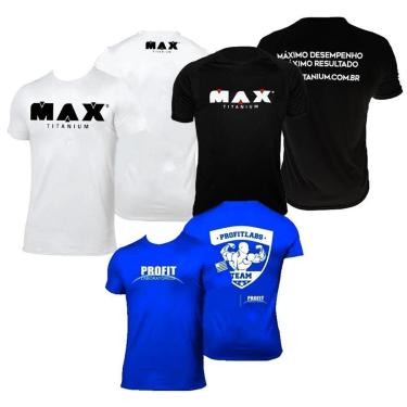 Imagem de Kit 3x Camiseta Max Titanium Preta + Branca + Azul Pro Fit-Unissex