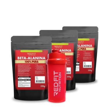 Imagem de Suplemento em pó Red Fit Nutrition Beta-Alanina Pura 750g ( 03 Packs 250g )-Unissex