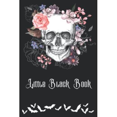 Imagem de Pequeno livro preto: diário e caderno com tema de crânio gótico forrado com 200 páginas para adultos e adolescentes na faculdade