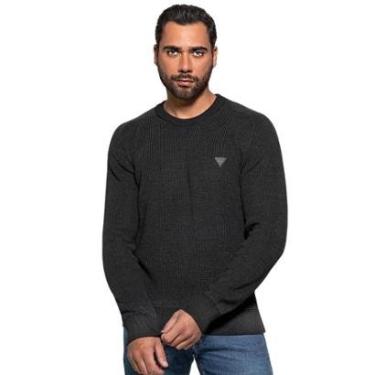 Imagem de Blusa Guess Masculina Tricot Pullover Estonado Logo Preta-Masculino