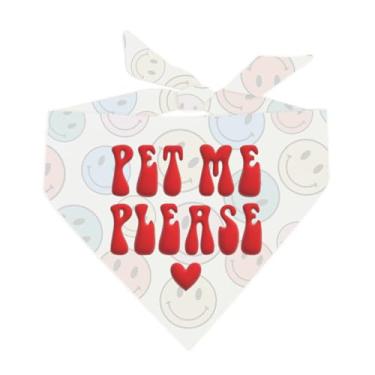 Imagem de Pet Me Please Puff Bandana de cachorro estampada (Smile Face, OS Puff3)