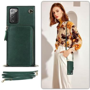 Imagem de Para Samsung Note 20 Ultra 10 9 S20 21 22 23 Plus S10E A90 Capa de luxo com zíper bolso carteira senhora crossbody capa de telefone de couro, verde, para S23 Ultra