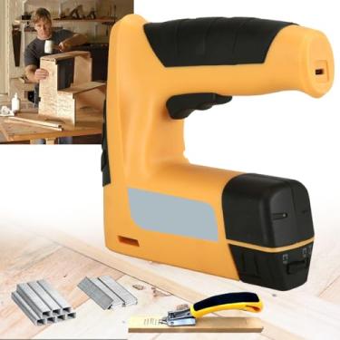 Imagem de Pistola de pregos com bateria, grampeador elétrico com potência de 4,2 V e 2000 mAh, com removedor de grampos, pregos de 3.000 grampos e carregador rápido, para artesanato, faça você mesmo, decor