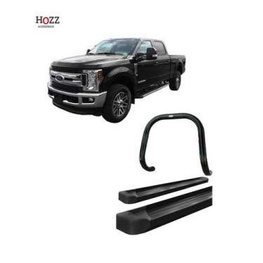 Imagem de Kit Quebra Mato S/Barra Estribo Plataforma Alumínio Preto F250 - HOZZ