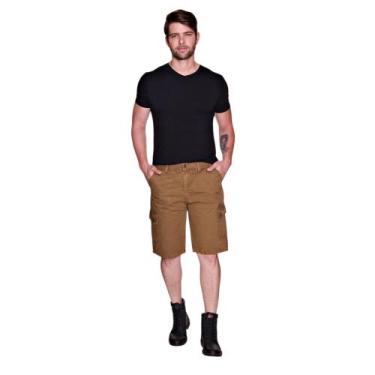 Imagem de Bermuda Masculina Cargo em Sarja - krayani, Marrom, 38