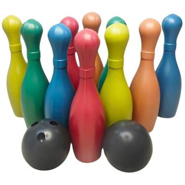 Imagem de Jogo de Boliche Bolichão Infantil C/ 10 Pinos 30cm e 2 Bolas Brinquedo