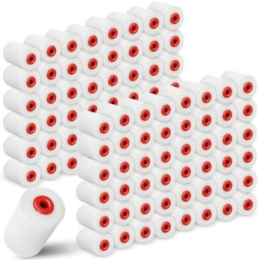 Imagem de Nuogo 120 peças de rolo de tinta de espuma de 5 cm rolo de espuma de alta densidade, mini rolo de tinta, refis de rolo de tinta, ferramenta de afiação de tinta para paredes traz acabamentos lisos e