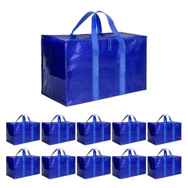 Imagem de Simple Deluxe Pacote com 10 sacos de transporte, bolsas de armazenamento resistentes com tampas, alças resistentes e zíper, alternativas para caixas de mudança, extragrande, para embalagem de roupas,