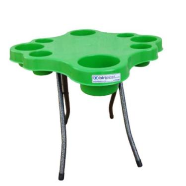 Imagem de Mesa Petisqueira Dobrável Plástico - Várias Cores + 2 Banquetas Baixas