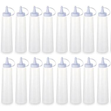 Imagem de Kit 16 Bisnagas Plásticas Grandes 400ml Crepe Maionese Ketchup Mostard