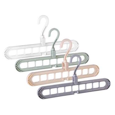Imagem de Kit 10 Cabides Para Roupas Adulto Magico 9 Furos Multi-dobrável Organi