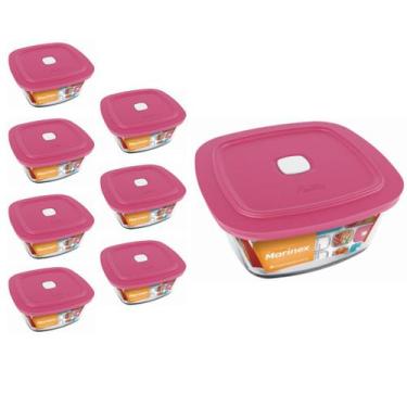 Imagem de 7 Potes Vidro Facilita Quadrado Marmita 500Ml Marinex - NADIR FIGUEREI