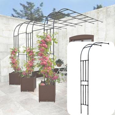 Imagem de Arco de jardim ao ar livre treliça de mandril de rosa de meia face 2/3/4/5/5.9/7.2/7.9/8.5/9.8 pés de largura decoração pérgula de metal para plantas trepadeiras, 90 cm L x 240 cm A