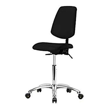 Imagem de Thomas Cadeira de mesa de vinil ESD/Cleanroom 1163W02 com encosto médio, base cromada, sem inclinação, braços ajustáveis, deslizamento ESD, preto