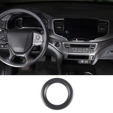 Imagem de HIRUFAIT Acabamento da moldura do botão de parada de partida do motor para Honda Pilot 2016-2022/Ridgeline 2017-2023/Passport 2019-2023, material ABS adesivo de anel de botão de parada (preto fosco)