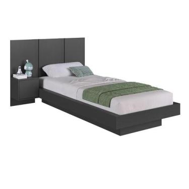 Imagem de Cama Solteiro Suspensa Com Cabeceira E Mesa 80/90 Zurique Grafite - Ar