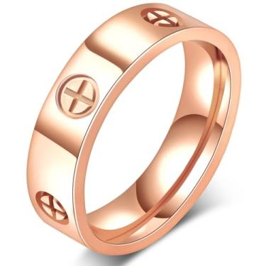 Imagem de Anéis de ouro da amizade para mulheres: aliança de casamento anel de ouro 18k zircônia cúbica anel de compromisso de aço inoxidável joias presentes de aniversário para mulheres, tamanho 6-10, Size 8, Metal, Zircônia cúbica