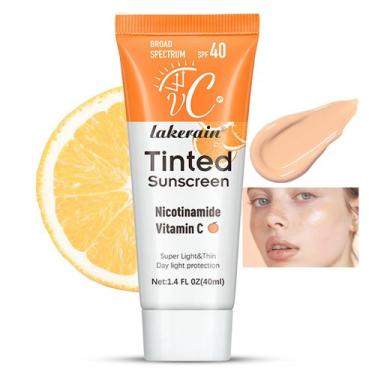 Imagem de Protetor Solar Facial ISHERBIN Tinted SPF 40 com Vitamina C - 40ml
